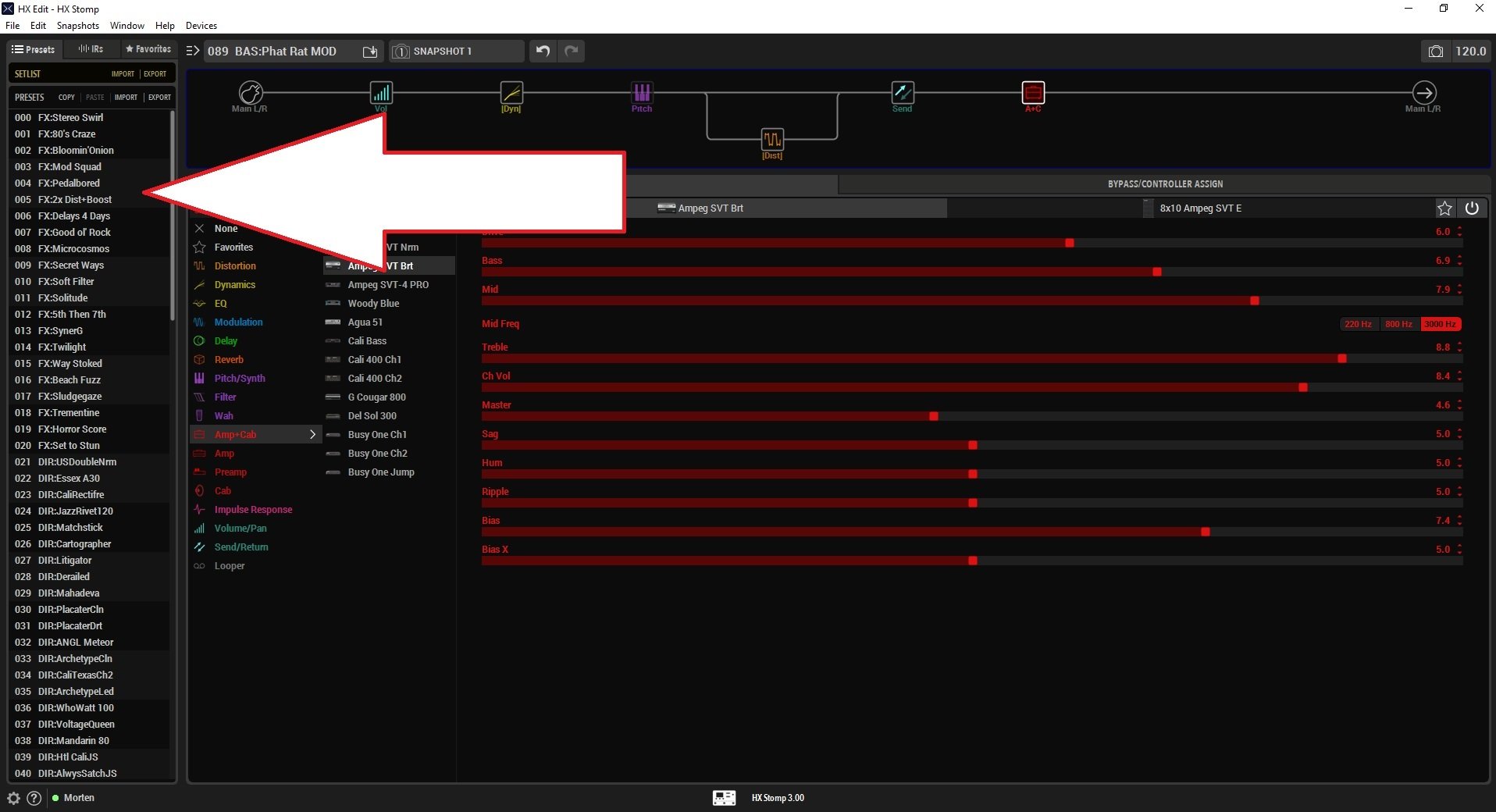 hx stomp fx list