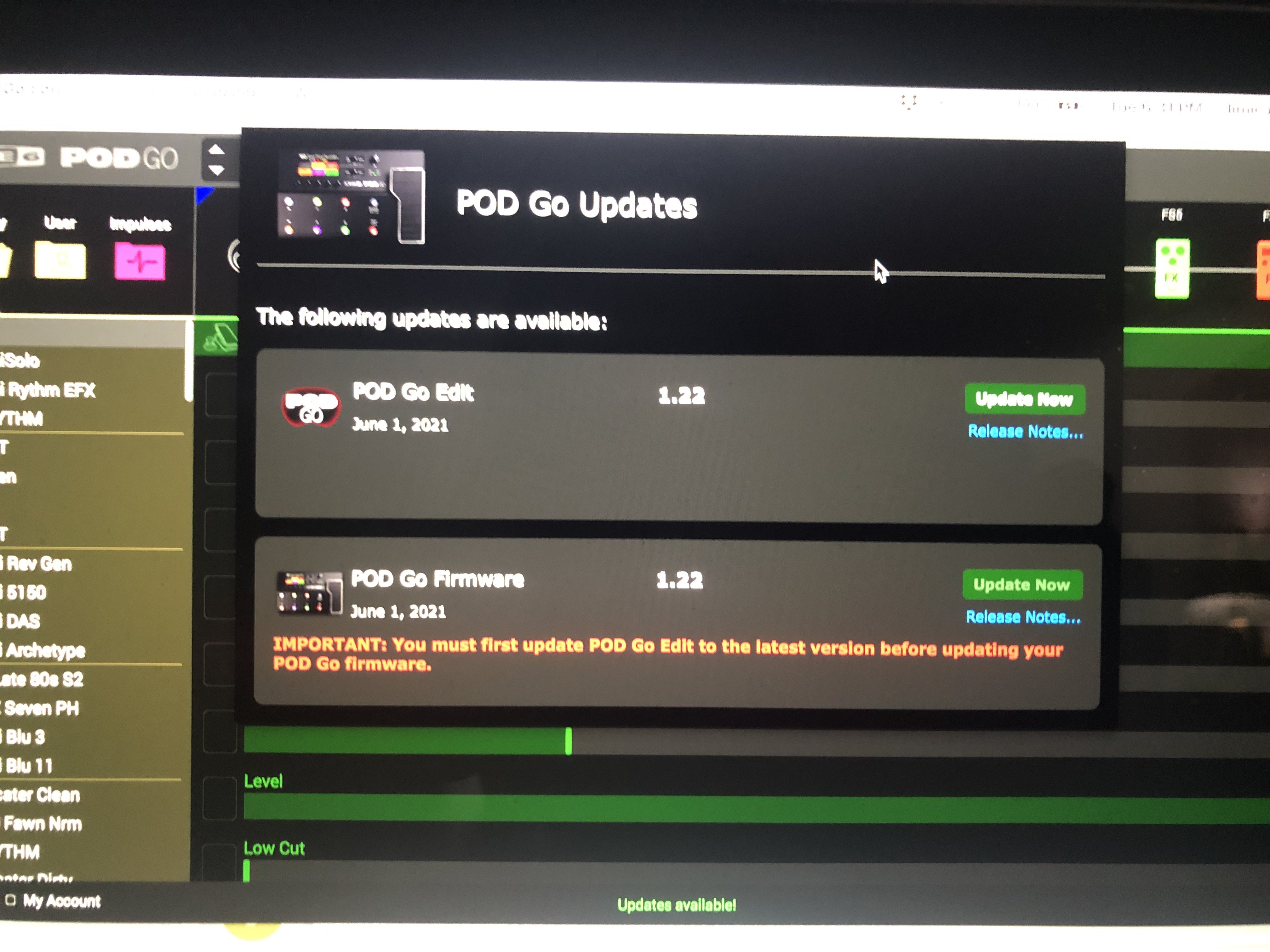 POD Go Update 1.22 Issue POD Go Line 6 Community