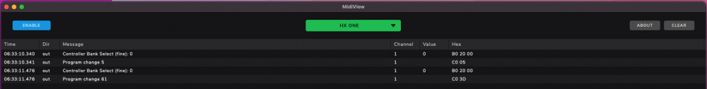 So here's what happens when I press the momentary button I've created. PC5 is the Feedbacker, PC61 is a Dimension-C effect.